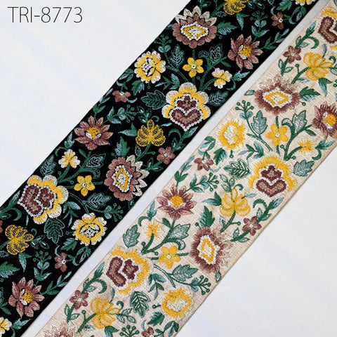 3 Yard Embroidery Trims Sari Border Laces Ribbon Indian Embroidered Decorative Sewing Crafting Medieval Costumes Dress Trim Home Decor 9cm