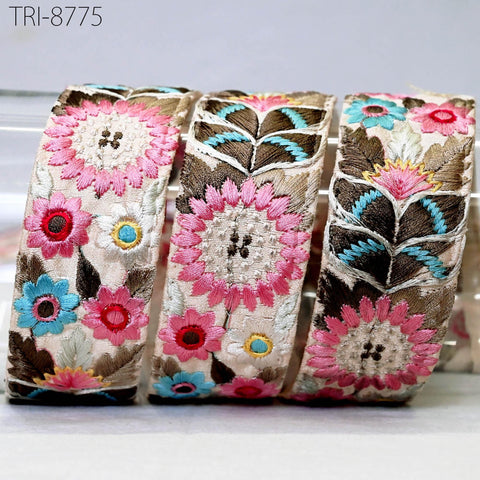 9 Yard Pink 4cm Embroidery Ribbons Border Embroidered Fabric Trims Tutu Costumes Making Crafting Christmas Decoration Embellishment Trimming