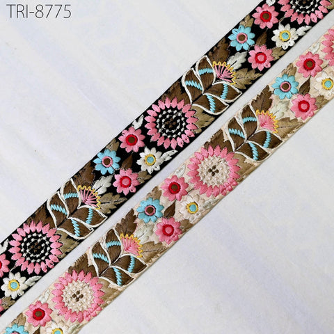 9 Yard Pink 4cm Embroidery Ribbons Border Embroidered Fabric Trims Tutu Costumes Making Crafting Christmas Decoration Embellishment Trimming