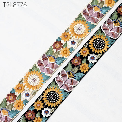 9 Yard Mustard 4cm Embroidery Ribbons Trims Embroidered Fabric Border Theatrical Costumes DIY Crafting Christmas Wreaths Embellishment Trim