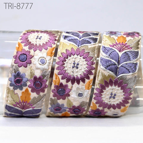 9 Yard Mauve 4cm Embroidery Ribbons Trims Embroidered Fabric Border Tutu Theatrical Costumes Crafting Christmas Wreaths Embellishment Trim