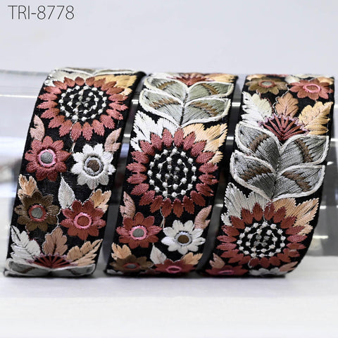 9 Yard Brown Embroidery Ribbons 4cm Trims Embroidered Border Victorian Theatrical Costumes Crafting Christmas Holiday Ornament Embellishment