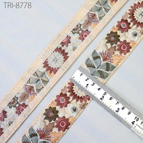 9 Yard Brown Embroidery Ribbons 4cm Trims Embroidered Border Victorian Theatrical Costumes Crafting Christmas Holiday Ornament Embellishment
