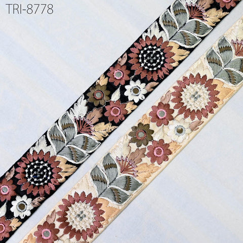 9 Yard Brown Embroidery Ribbons 4cm Trims Embroidered Border Victorian Theatrical Costumes Crafting Christmas Holiday Ornament Embellishment