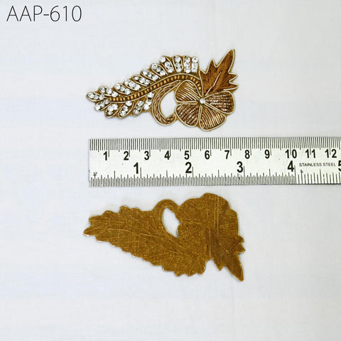 10 Indian Rhinestone Appliques Decorative Golden Patches for Dress Beaded Bridal Headband Handmade Embroidery sewing craft Applique Crafting