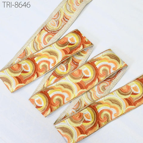 9 Yard Orange 55 mm Embroidered Trim Sewing Accessories Embroidery Ribbon Indian Sari Border Crafting Embellish Belts Hats Tote Bag Costumes