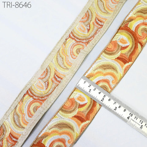 9 Yard Orange 55 mm Embroidered Trim Sewing Accessories Embroidery Ribbon Indian Sari Border Crafting Embellish Belts Hats Tote Bag Costumes