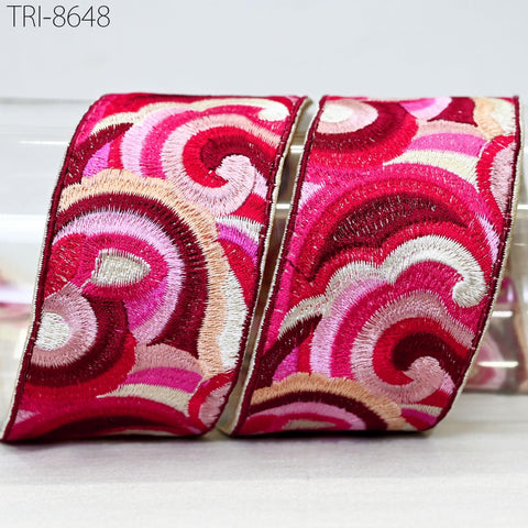 9 Yard Red 55mm Indian Sari Border Crafting Sewing Embroidery Trim Ribbon Embroidered Hair Accessories, Lampshade making Home Decor Trimming