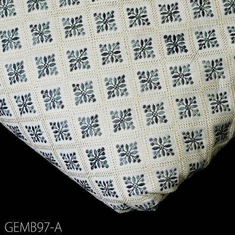 Cream Embroidered Fabric by the yard Sewing DIY Crafting Indian Embroidery Wedding Dresses Costumes Dolls Bags Cushion Covers Table Runners