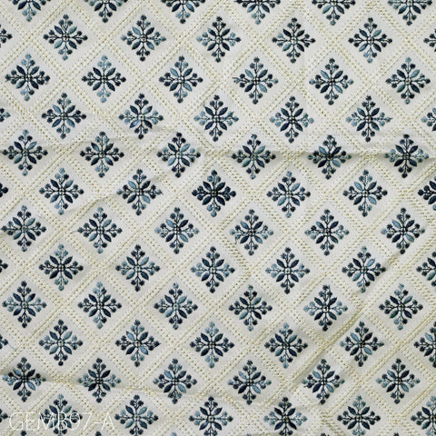 Cream Embroidered Fabric by the yard Sewing DIY Crafting Indian Embroidery Wedding Dresses Costumes Dolls Bags Cushion Covers Table Runners