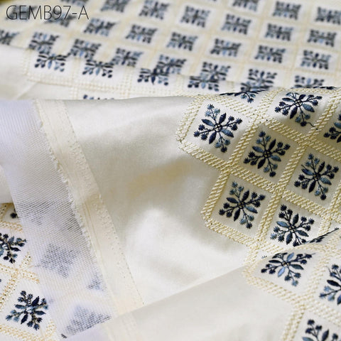 Cream Embroidered Fabric by the yard Sewing DIY Crafting Indian Embroidery Wedding Dresses Costumes Dolls Bags Cushion Covers Table Runners