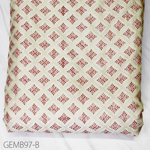 Pink Embroidered Fabric by the yard Sewing Crafting Indian Embroidery Wedding Dress Costumes Dolls Bags Cushion Covers Table Runners Blouses