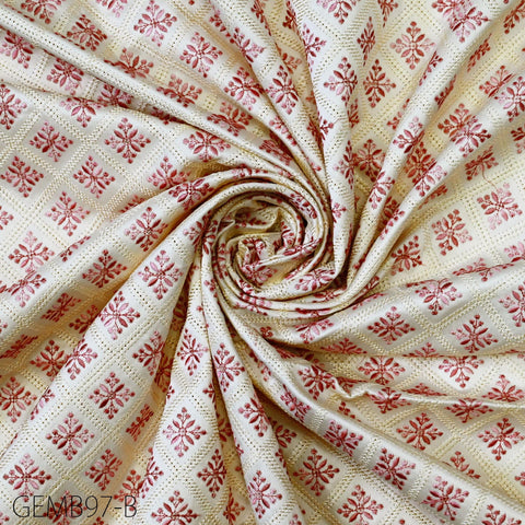 Pink Embroidered Fabric by the yard Sewing Crafting Indian Embroidery Wedding Dress Costumes Dolls Bags Cushion Covers Table Runners Blouses