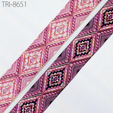 9 Yard Pink Indian Sari 5 CM Border Embellishments Embroidery Trim Embroidered Ribbon Sewing Crafting Curtain Headbands Dog Collar Tote Bag