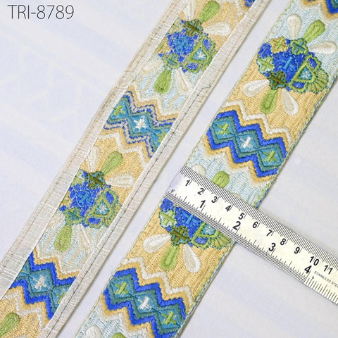 9 Yard Geometric 55mm Trim Embroidery Ribbon Embellish Embroidered Saree Border Theatrical Costumes DIY Crafting Holidays Wreaths Decoration