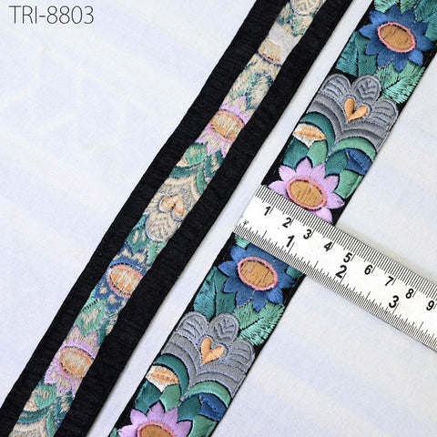 9 Yard Embroidery Ribbons 35mm Trim Green Embellishment Embroidered Saree Border Theatrical Costumes DIY Crafting Holidays Wreath Decoration