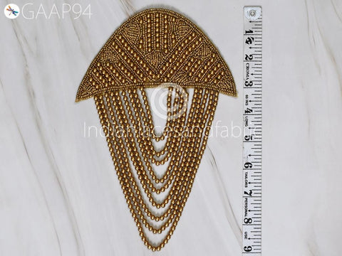 1 Pair Blazer Shoulder Patches with Tassel Chain Suit Epaulet Punk Fringe Beaded Rhinestone Custom Shoulder Badge for Military Costume Party