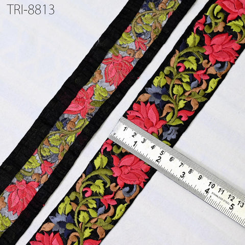 9 Yard Coral Embroidery Ribbon 50mm Trim Tape Embellish Embroidered Saree Border Costumes DIY Crafting Sewing Beach Bags Totes, Wall Hanging