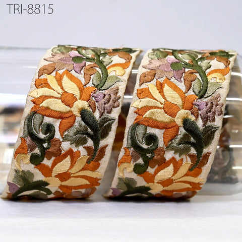 9 Yard Embroidery Fabric 5cm Trims Embellish for Footwear Making Embroidered Ribbons Sewing Crafting Border Indian Home Decor Curtains Laces