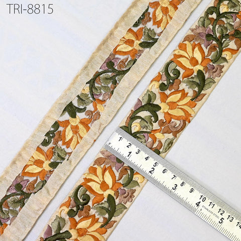9 Yard Embroidery Fabric 5cm Trims Embellish for Footwear Making Embroidered Ribbons Sewing Crafting Border Indian Home Decor Curtains Laces
