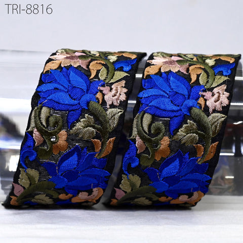 9 Yard Embroidery Fabric 50mm Trims Embellish for Shoe making Embroidered Ribbons Sewing Crafting Border Indian Home Decor Curtains Laces