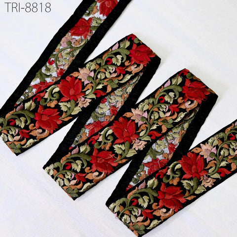 9 Yard Embroidery Fabric 5cm Trims Embellish for Footwear Making Embroidered Ribbon Sewing Crafting Indian Border Christmas Home Decor Laces