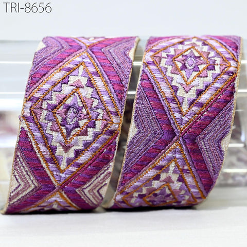 9 Yard Purple Embroidery 5 CM Border Embroidered Fabric Trim Gift Wrapping Saree Ribbon DIY Christmas Decoration Embellishment Trimmings