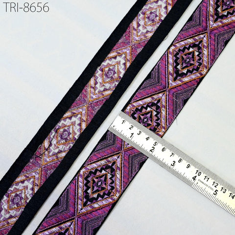 9 Yard Purple Embroidery 5 CM Border Embroidered Fabric Trim Gift Wrapping Saree Ribbon DIY Christmas Decoration Embellishment Trimmings