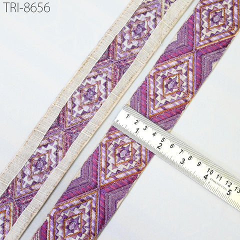 9 Yard Purple Embroidery 5 CM Border Embroidered Fabric Trim Gift Wrapping Saree Ribbon DIY Christmas Decoration Embellishment Trimmings
