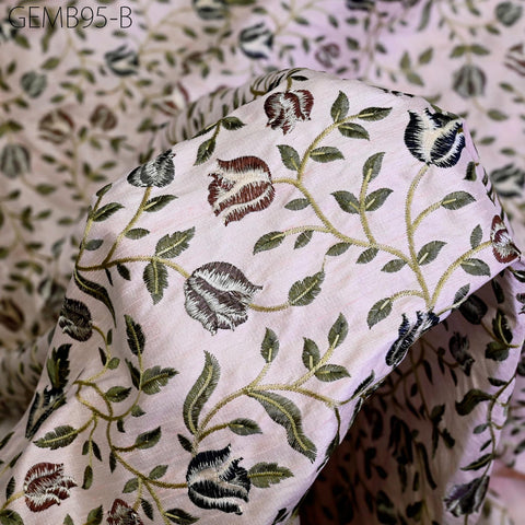 Pink Indian Floral Embroidered Fabric by the yard Sewing DIY Crafting Embroidery Wedding Dress Costumes Dolls Cushion Table Runner Blouses