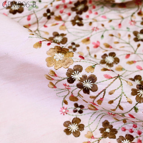 Embroidered Fabric by the yard Sewing DIY Crafting Indian Pink Embroidery Wedding Dress Costumes Cushion Covers Table Runner Blouses Blazer
