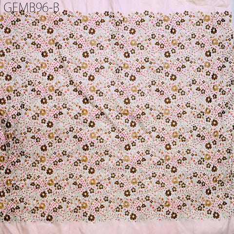 Embroidered Fabric by the yard Sewing DIY Crafting Indian Pink Embroidery Wedding Dress Costumes Cushion Covers Table Runner Blouses Blazer