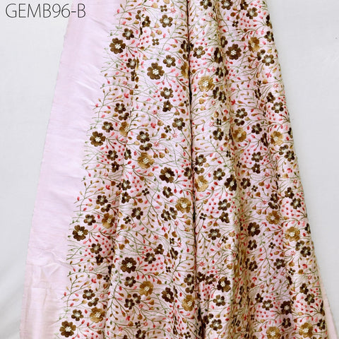 Embroidered Fabric by the yard Sewing DIY Crafting Indian Pink Embroidery Wedding Dress Costumes Cushion Covers Table Runner Blouses Blazer