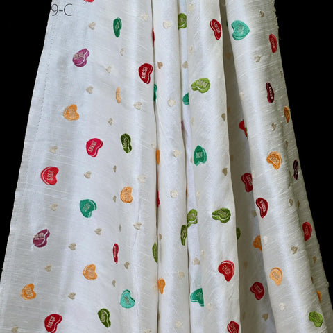 Off White Embroidered Fabric by the yard Sewing DIY Crafting Indian Embroidery Wedding Dress Blouses Historical Costumes Cushions Home Decor