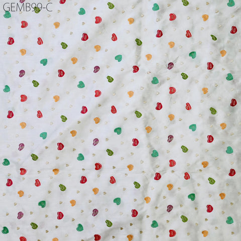 Off White Embroidered Fabric by the yard Sewing DIY Crafting Indian Embroidery Wedding Dress Blouses Historical Costumes Cushions Home Decor