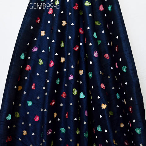 Blue Embroidered Fabric by the yard Sewing DIY Crafting Indian Embroidery Wedding Dress Costumes Dolls Cushion Covers Curtains Blouse Blazer