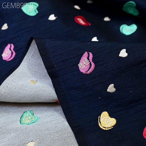 Blue Embroidered Fabric by the yard Sewing DIY Crafting Indian Embroidery Wedding Dress Costumes Dolls Cushion Covers Curtains Blouse Blazer