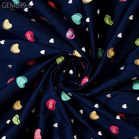 Blue Embroidered Fabric by the yard Sewing DIY Crafting Indian Embroidery Wedding Dress Costumes Dolls Cushion Covers Curtains Blouse Blazer