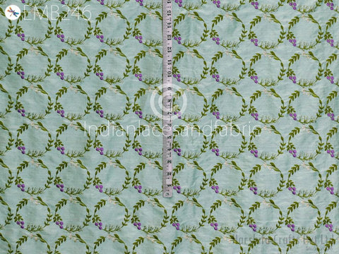 Indian Mint Embroidered Dupioni Fabric by the Yard Sewing DIY Crafting Wedding Dresses Costumes Bags Cushion Covers Table Runners Upholstery