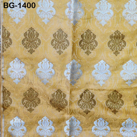 Beige Brocade Banarasi Fabric by the Yard Banaras Brocade blended Silk for Wedding Dress bridesmaid Lehenga Sewing Crafting Home Furnishing