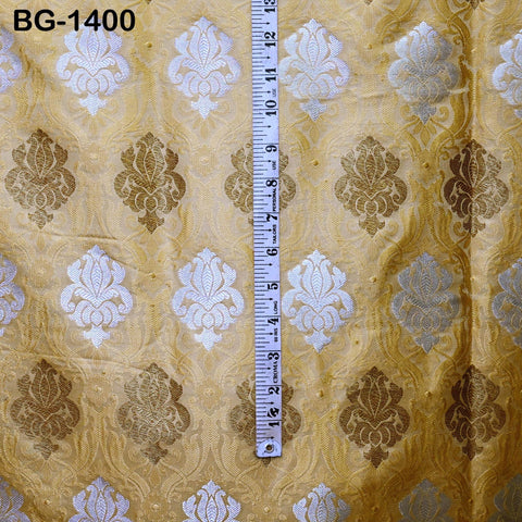 Beige Brocade Banarasi Fabric by the Yard Banaras Brocade blended Silk for Wedding Dress bridesmaid Lehenga Sewing Crafting Home Furnishing
