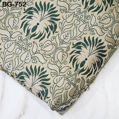 Beige Brocade Fabric by the yard Indian Banarasi Fabric Sewing Crafting Fabric Wedding Dress Banaras Fabric lehenga Dress Material Costume