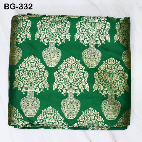 Brocade Fabric by the Yard Banarasi Green Gold Brocade for Wedding Dresses Bridesmaid Lehenga Making cushion covers table runner fabric