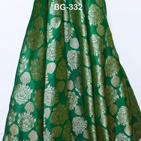 Brocade Fabric by the Yard Banarasi Green Gold Brocade for Wedding Dresses Bridesmaid Lehenga Making cushion covers table runner fabric