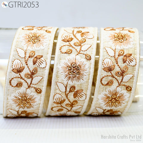 9 Yard Embroidery Fabric 4cm Trim Indian Sewing Embellishment Embroidered Saree Ribbon Crafting Border Wedding Dress Trimming Cushion Cover