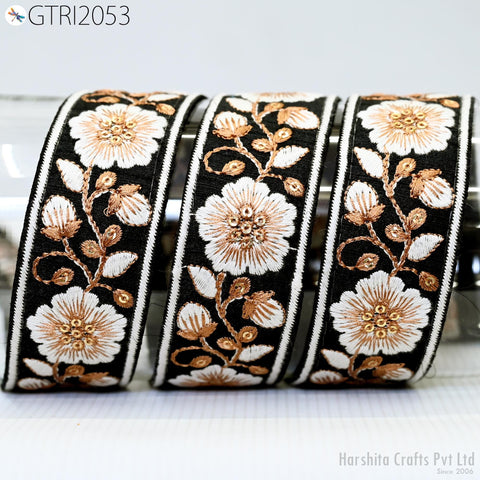 9 Yard Embroidery Fabric 4cm Trim Indian Sewing Embellishment Embroidered Saree Ribbon Crafting Border Wedding Dress Trimming Cushion Cover