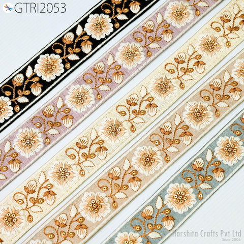 9 Yard Embroidery Fabric 4cm Trim Indian Sewing Embellishment Embroidered Saree Ribbon Crafting Border Wedding Dress Trimming Cushion Cover