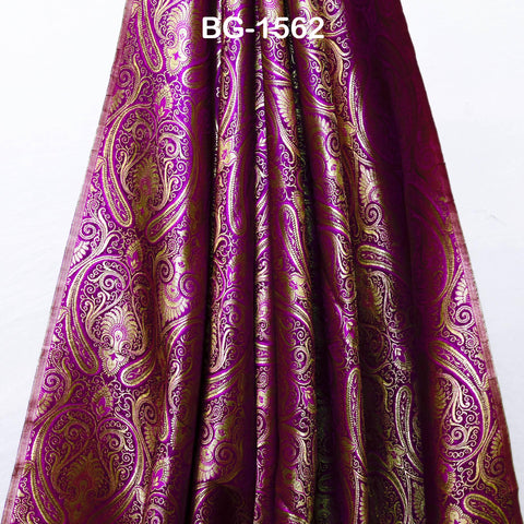 Purple Brocade Fabric by the Yard Wedding Dress Fabric Banaras brocade for evening jacket Indian Blended Silk Curtains Home Décor Costume