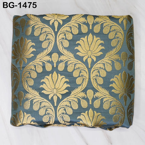 Grey Crafting Fabric Indian Brocade Fabric by the Yard Wedding Dress Banarasi Brocade Fabric Bridal Dresses Lengha Material Sewing