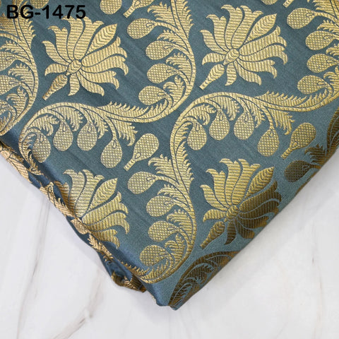 Grey Crafting Fabric Indian Brocade Fabric by the Yard Wedding Dress Banarasi Brocade Fabric Bridal Dresses Lengha Material Sewing